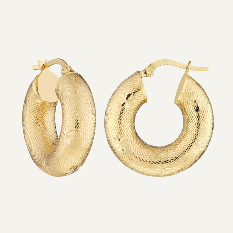 Round Textured D/C Hoop Earrings